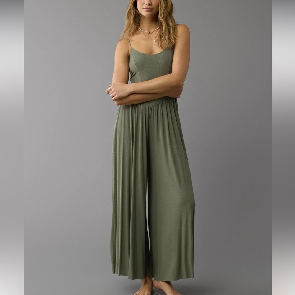 American Eagle Olive Ribbed Corset style jumpsuit